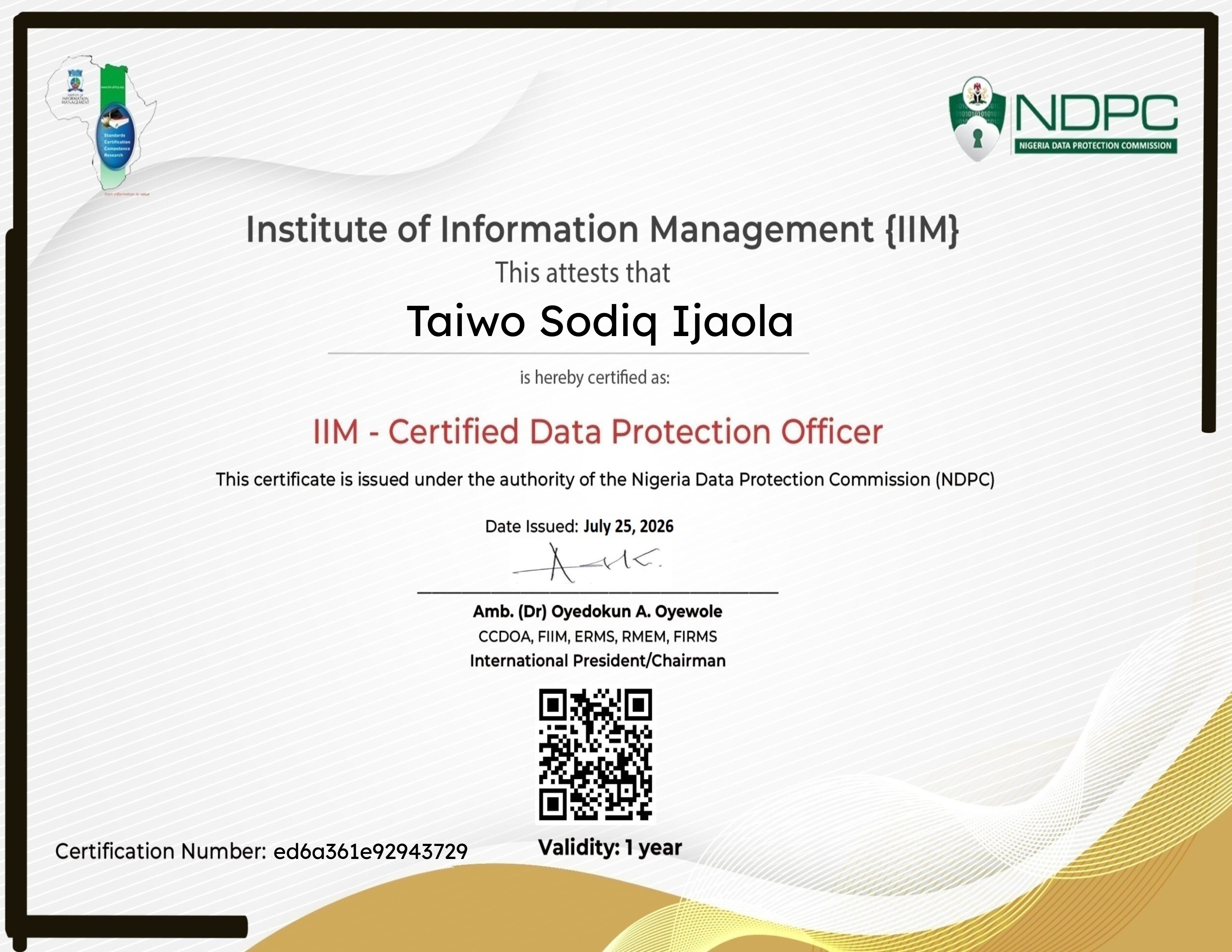 IIM Certified Data Protection Officer Certification (July 25, 2026)