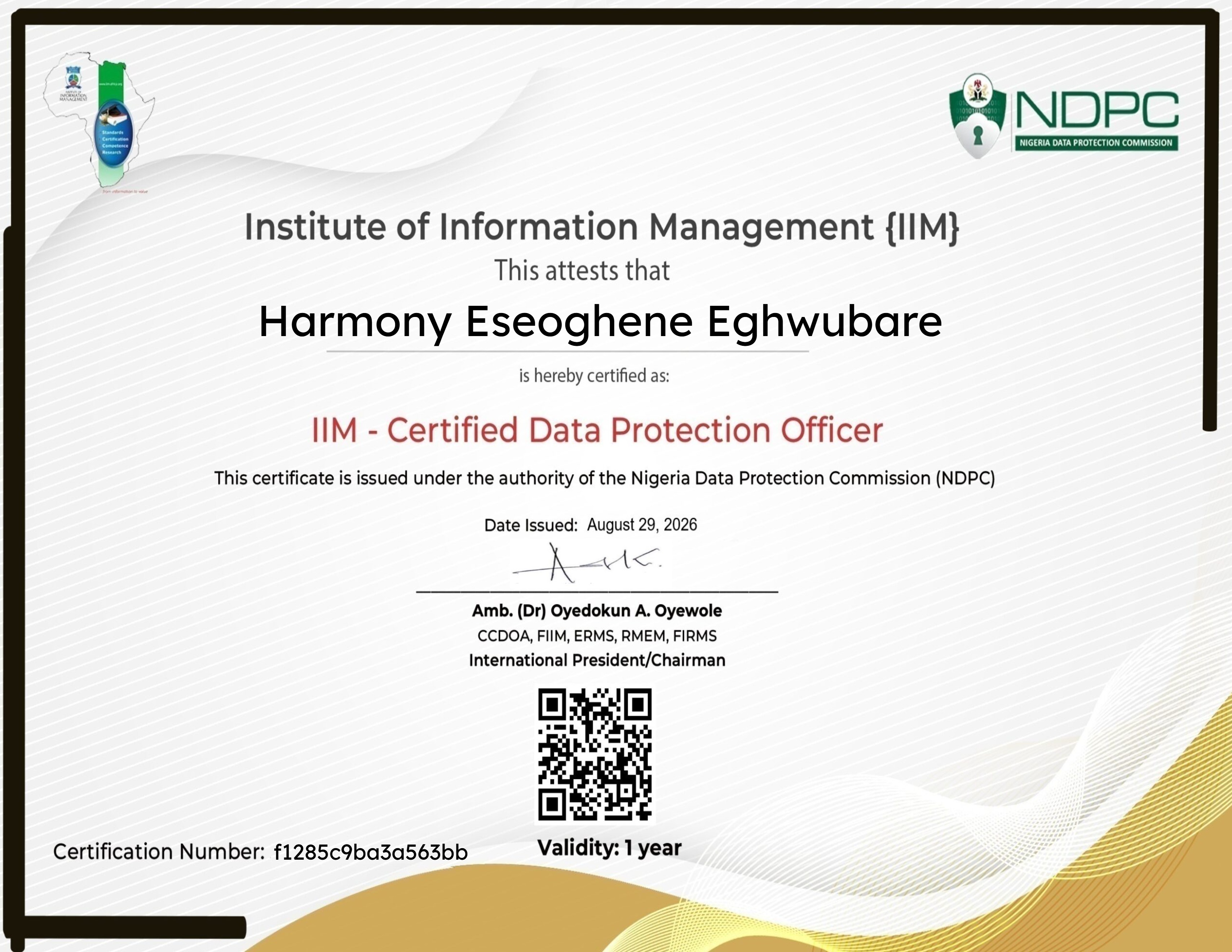 IIM Certified Data Protection Officer Certification (August 29, 2026)