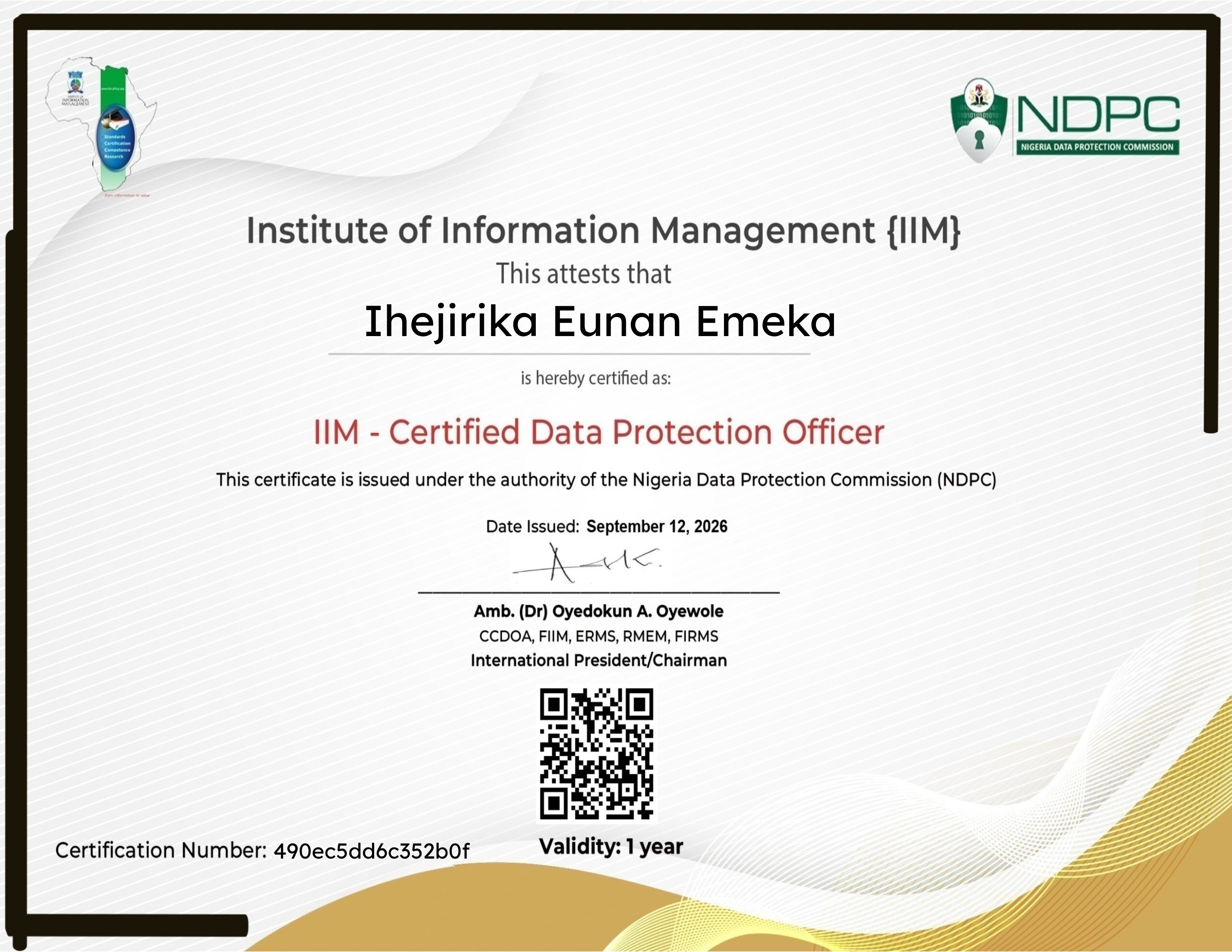 IIM Certified Data Protection Officer Certification (September 12, 2026)
