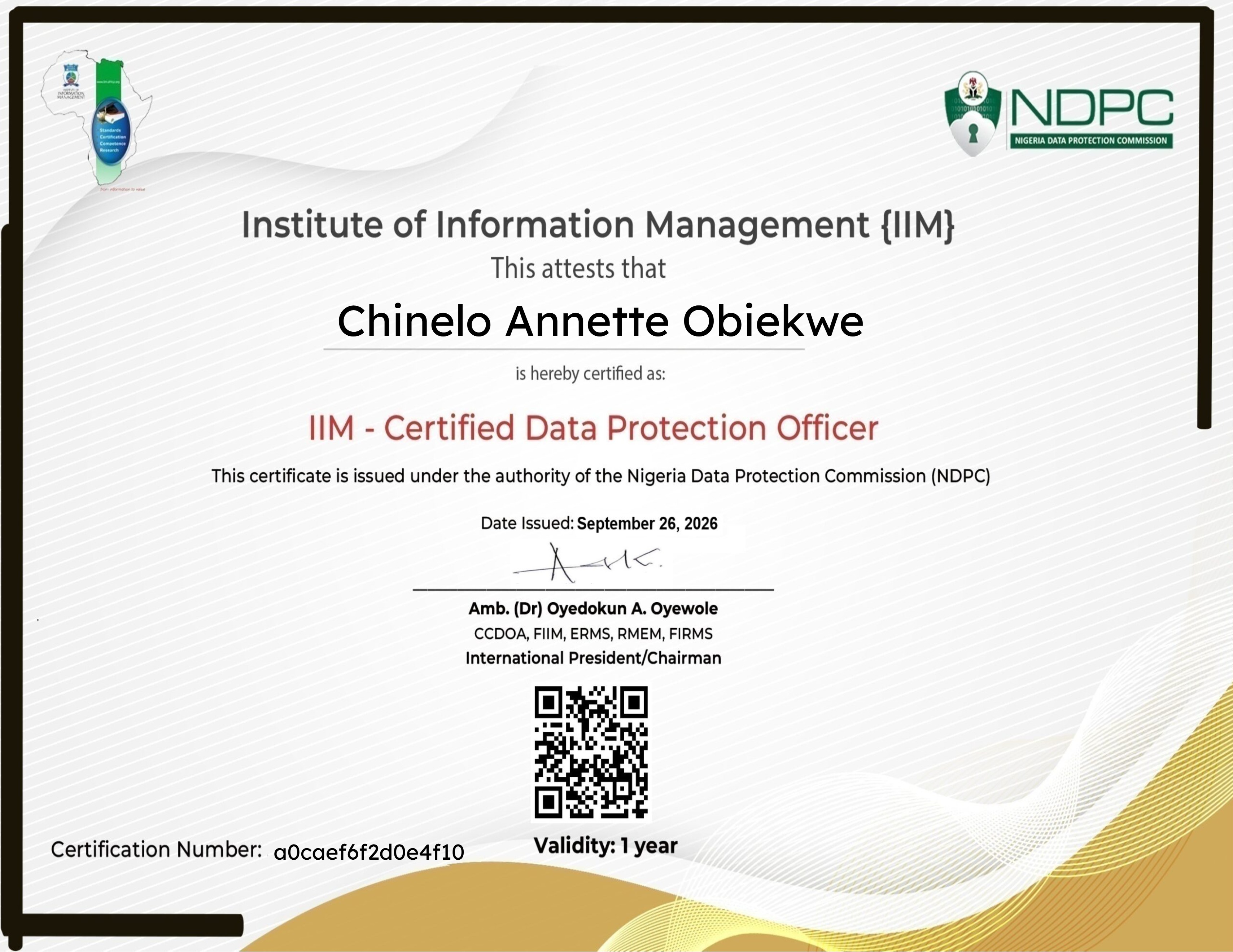 IIM Certified Data Protection Officer Certification (September 26, 2026)