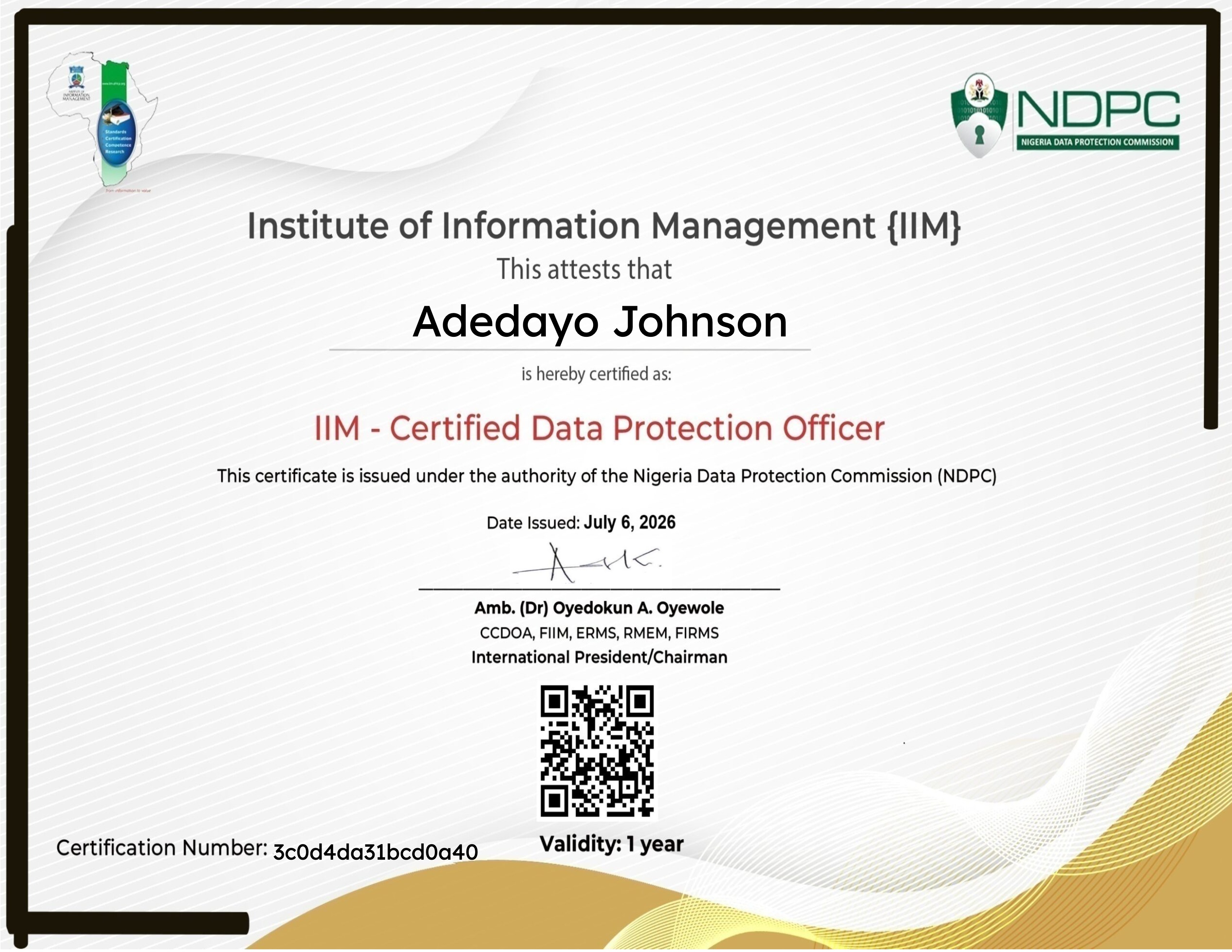 IIM Certified Data Protection Officer Certification (July 6, 2026)